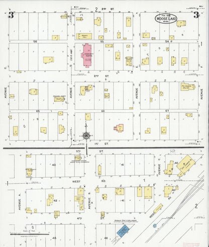 Sanborn Fire Insurance Map from Moose Lake, Carlton County, Minnesota (1925), Sheet #0003 - Historic Sanborn Fire Insurance Map Print, vintage old map wall art, antique decor, genealogy gift, Minnesota Minnesota map
