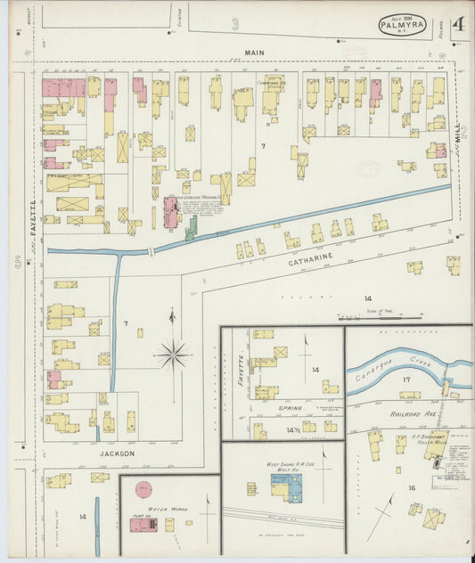 Sanborn Fire Insurance Map from Palmyra, Wayne County, New York (1894), Sheet #0004 - Historic Sanborn Fire Insurance Map Print, vintage old map wall art, antique decor, genealogy gift, New York New York map