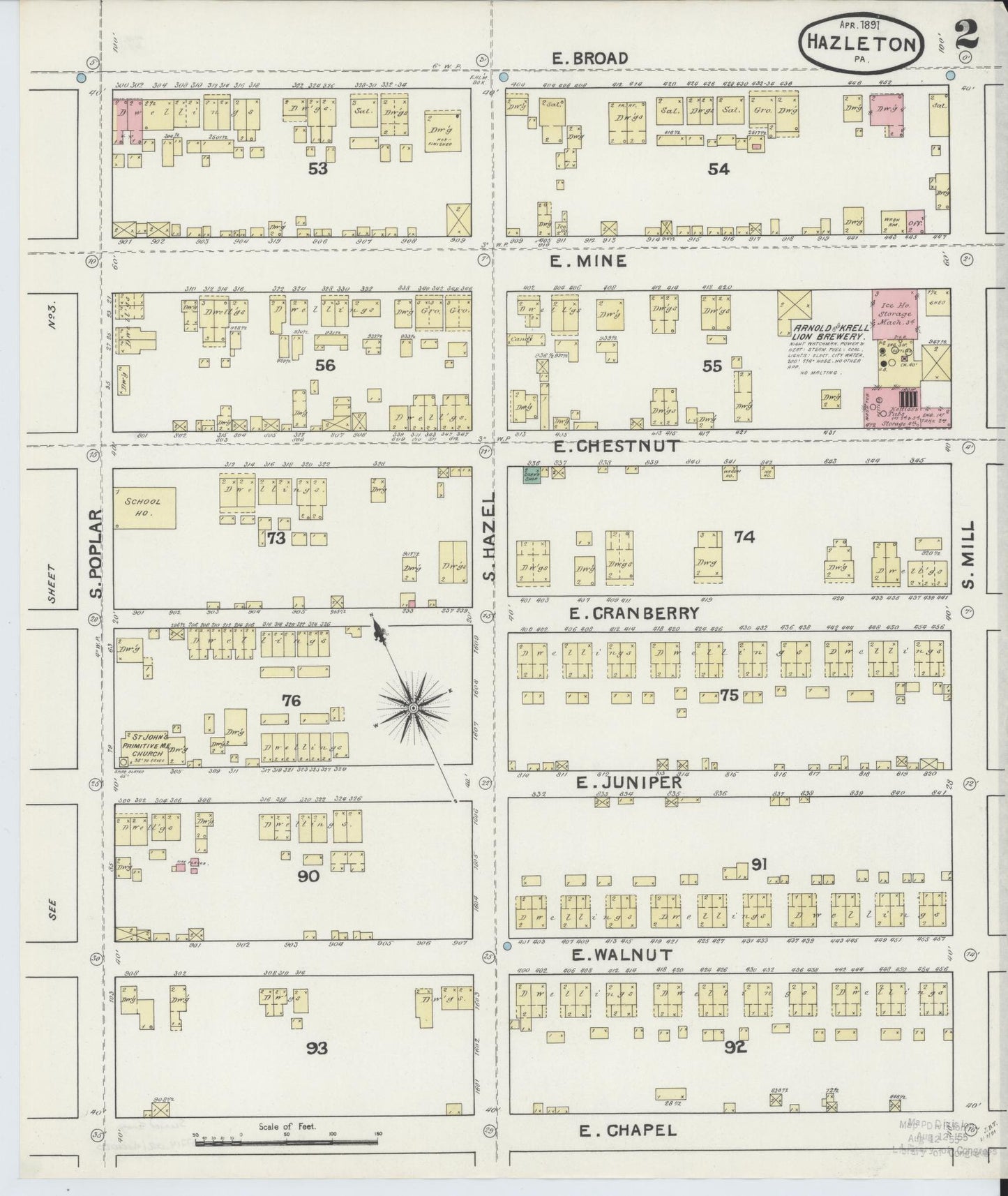 Sanborn Fire Insurance Map from Hazleton, Luzerne County, Pennsylvania (1891), Sheet #0002 - Complete Map Set gallery image, historic Sanborn map, vintage wall art, Pennsylvania Pennsylvania