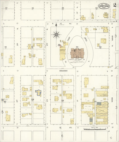 Sanborn Fire Insurance Map from Montesano, Grays Harbor County, Washington (1909), Sheet #0002 - Complete Map Set gallery image, historic Sanborn map, vintage wall art, Washington Washington
