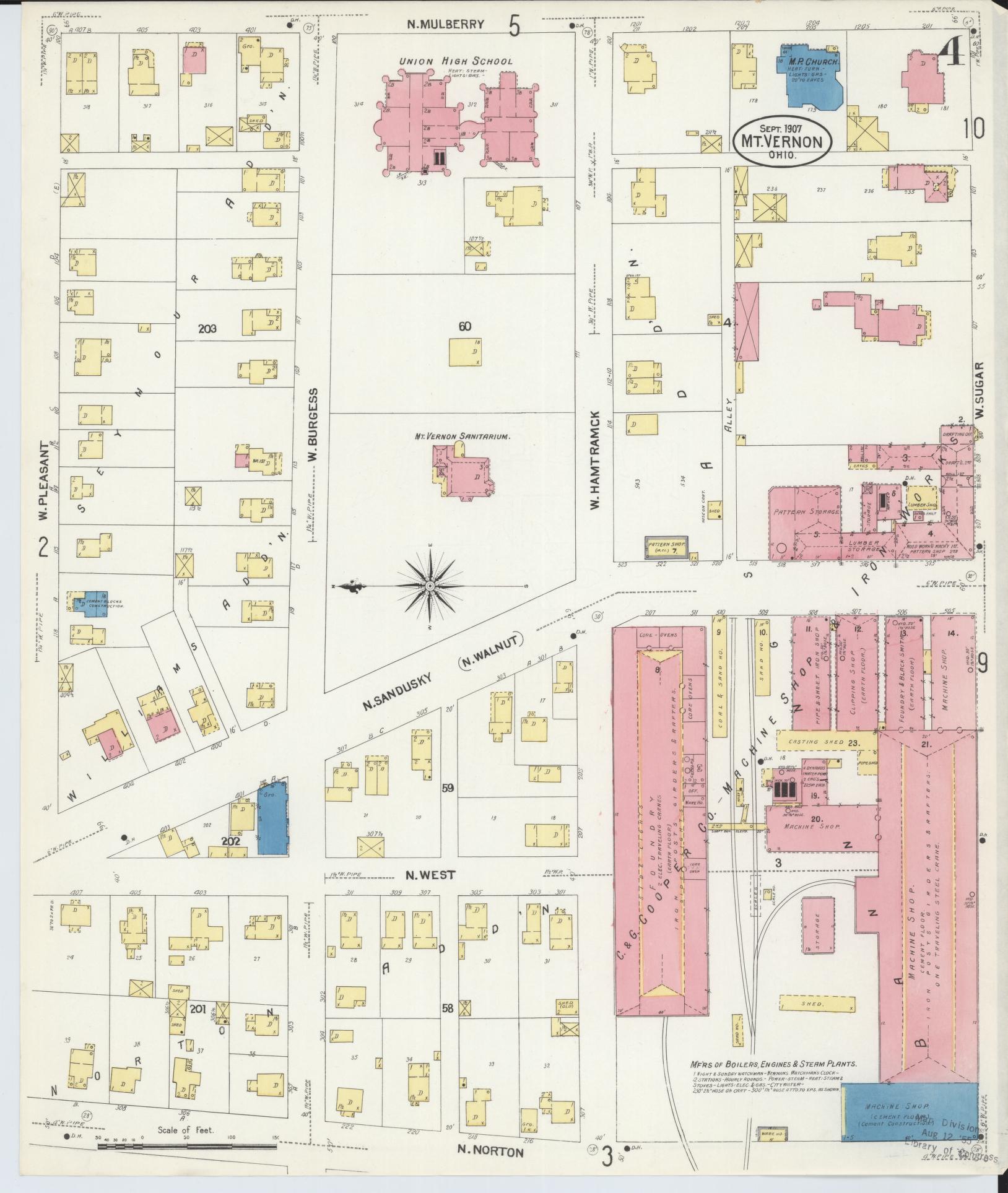 Sanborn Fire Insurance Map from Mount Vernon, Knox County, Ohio (1907), Sheet #0004 - Complete Map Set gallery image, historic Sanborn map, vintage wall art, Ohio Ohio