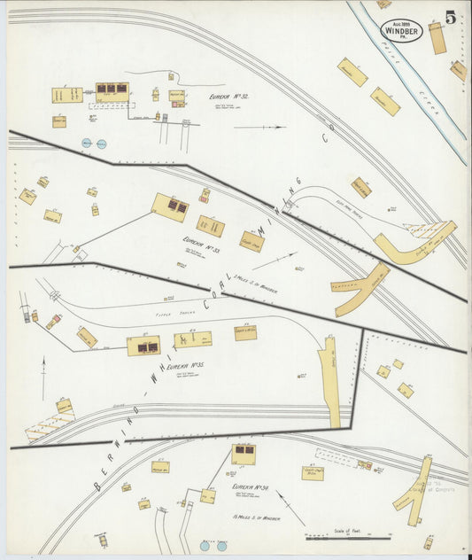Sanborn Fire Insurance Map from Windber, Somerset County, Pennsylvania (1899), Sheet #0005 - Historic Sanborn Fire Insurance Map Print, vintage old map wall art, antique decor, genealogy gift, Pennsylvania Pennsylvania map