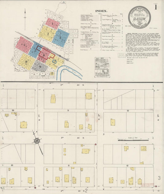 Sanborn Fire Insurance Map from Glasgow, Valley County, Montana (1920), Sheet #0001 - Historic Sanborn Fire Insurance Map Print, vintage old map wall art, antique decor, genealogy gift, Montana Montana map