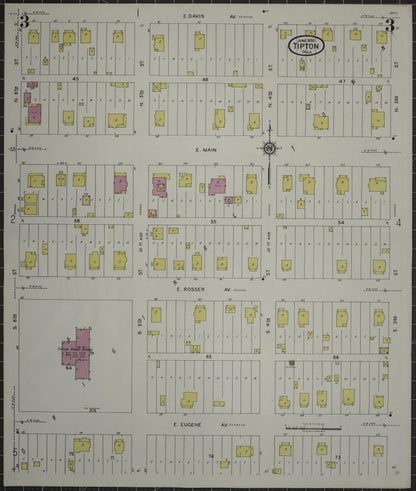 Sanborn Fire Insurance Map from Tipton, Tillman County, Oklahoma (1930), Sheet #0003 - Complete Map Set gallery image, historic Sanborn map, vintage wall art, Oklahoma Oklahoma
