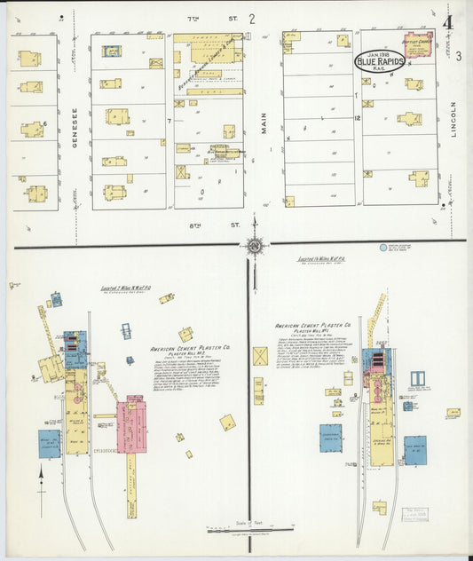 Sanborn Fire Insurance Map from Blue Rapids, Marshall County, Kansas (1918), Sheet #0004 - Historic Sanborn Fire Insurance Map Print, vintage old map wall art, antique decor, genealogy gift, Kansas Kansas map