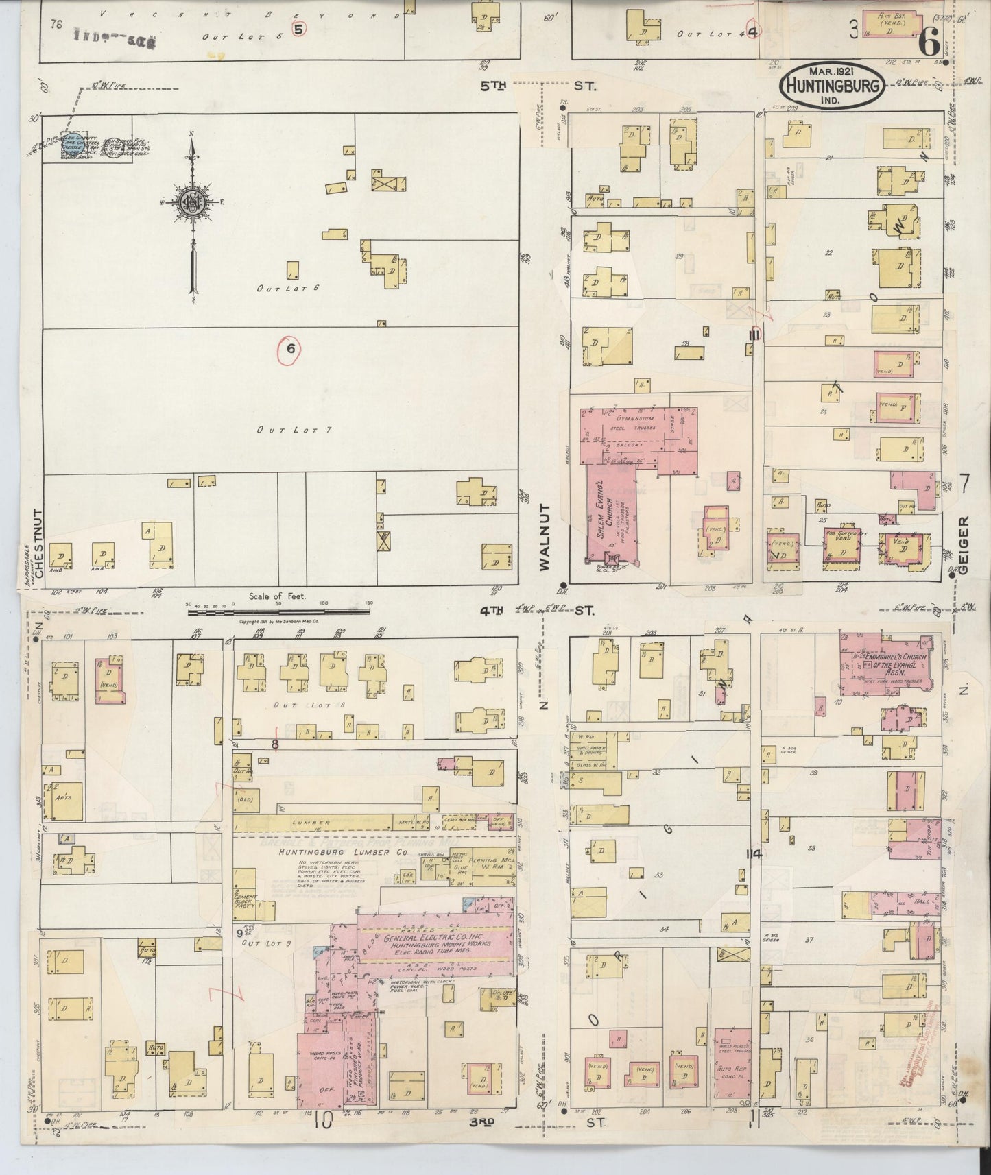 Sanborn Fire Insurance Map from Huntingburg, Dubois County, Indiana (1949), Sheet #0006 - Complete Map Set gallery image, historic Sanborn map, vintage wall art, Indiana Indiana