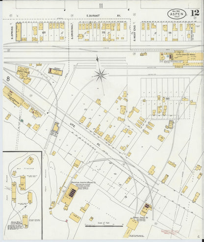 Sanborn Fire Insurance Map from Aspen, Pitkin County, Colorado (1904), Sheet #0012 - Complete Map Set gallery image, historic Sanborn map, vintage wall art, Colorado Colorado