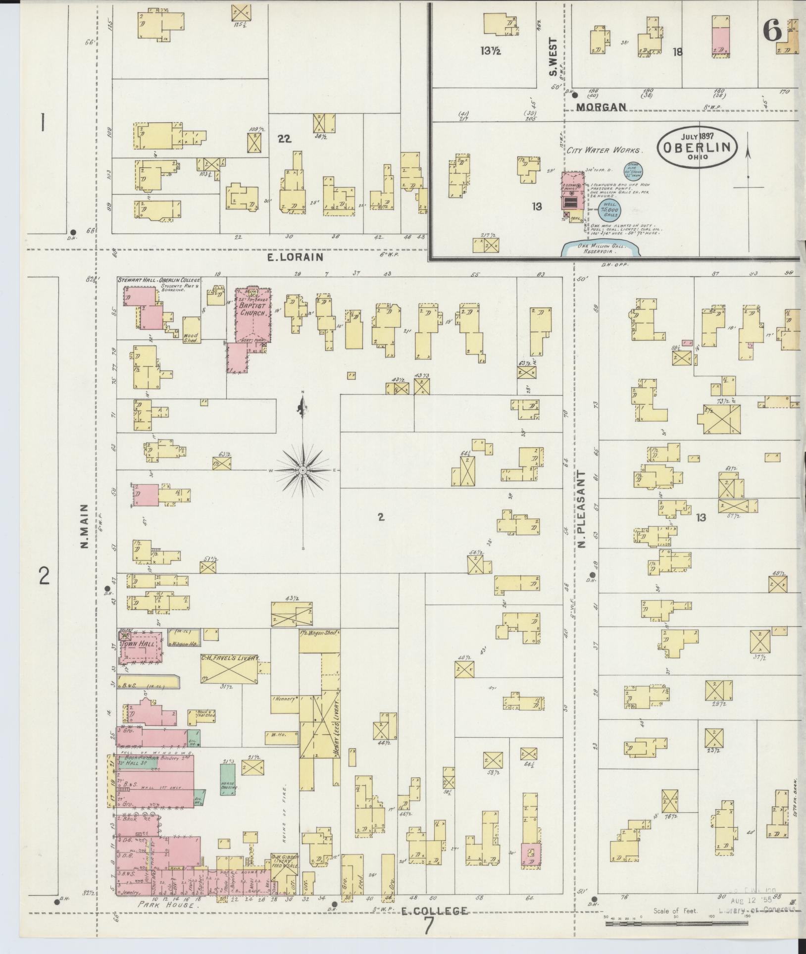 Sanborn Fire Insurance Map from Oberlin, Lorain County, Ohio (1897), Sheet #0006 - Complete Map Set gallery image, historic Sanborn map, vintage wall art, Ohio Ohio