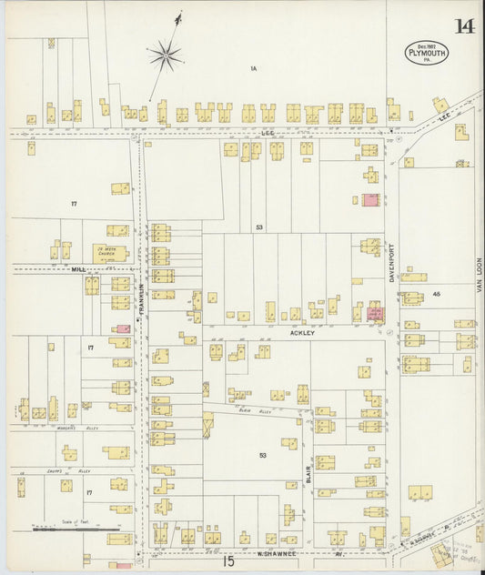 Sanborn Fire Insurance Map from Plymouth, Luzerne County, Pennsylvania (1902), Sheet #0014 - Historic Sanborn Fire Insurance Map Print, vintage old map wall art, antique decor, genealogy gift, Pennsylvania Pennsylvania map