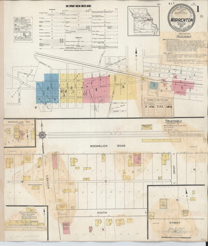 Sanborn Fire Insurance Map from Warrenton, Warren County, Missouri (1932), Sheet #0001 - Complete Map Set gallery image, historic Sanborn map, vintage wall art, Missouri Missouri