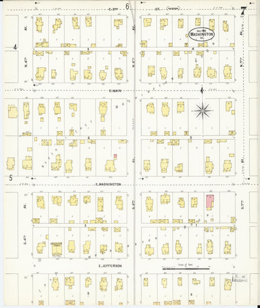 Sanborn Fire Insurance Map from Washington, Washington County, Iowa (1902), Sheet #0007 - Historic Sanborn Fire Insurance Map Print, vintage old map wall art, antique decor, genealogy gift, Sanborn Fire Insurance Map from Washington Washington map