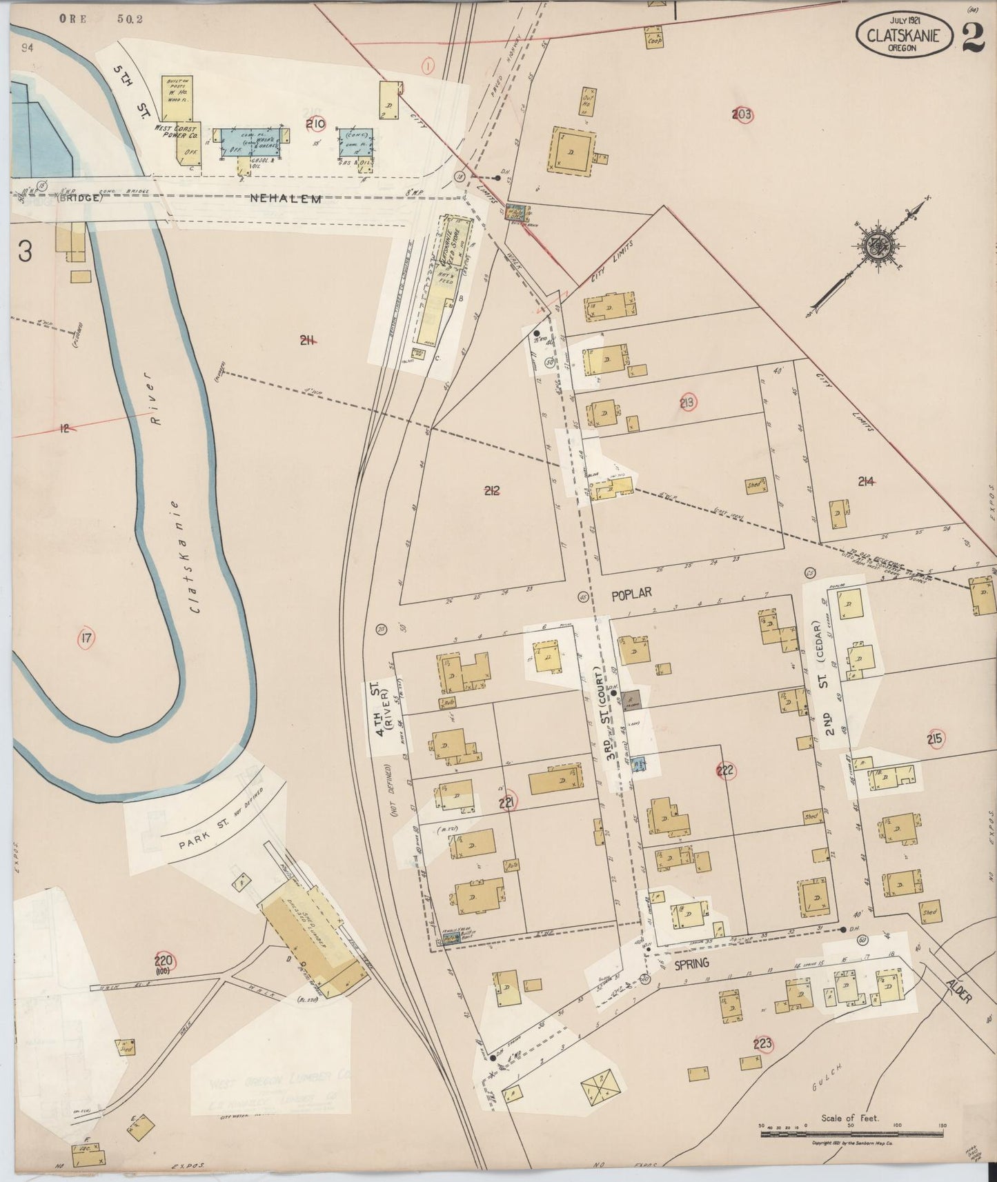 Sanborn Fire Insurance Map from Clatskanie, Columbia County, Oregon (1943), Sheet #0002 - Complete Map Set gallery image, historic Sanborn map, vintage wall art, Oregon Oregon