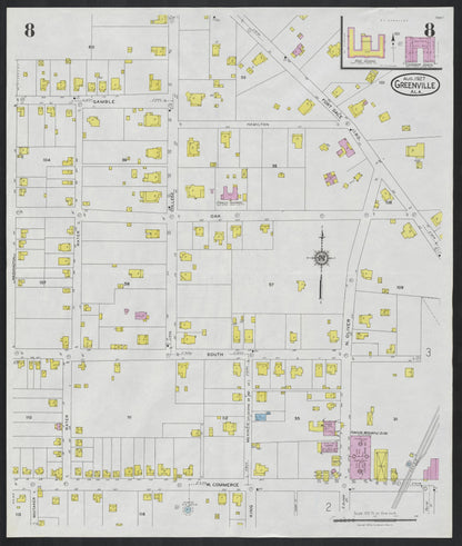 Sanborn Fire Insurance Map from Greenville, Butler County, Alabama (1927), Sheet #0008 - Complete Map Set gallery image, historic Sanborn map, vintage wall art, Alabama Alabama