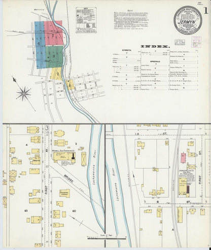 Sanborn Fire Insurance Map from Jermyn, Lackawanna County, Pennsylvania (1903), Sheet #0001 - Complete Map Set gallery image, historic Sanborn map, vintage wall art, Pennsylvania Pennsylvania