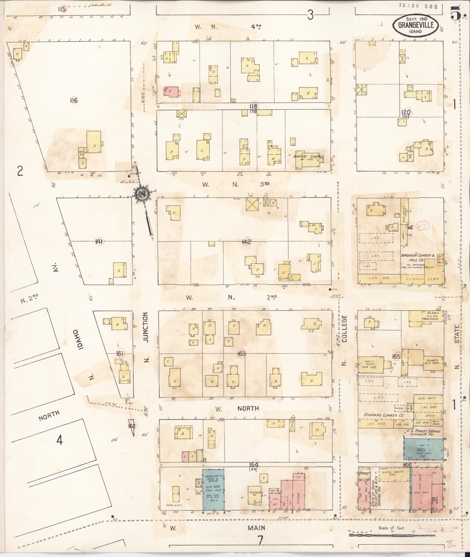 Sanborn Fire Insurance Map from Grangeville, Idaho County, Idaho (1941), Sheet #0005 - Complete Map Set gallery image, historic Sanborn map, vintage wall art, Grangeville Idaho