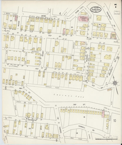 Sanborn Fire Insurance Map from Donora, Washington County, Pennsylvania (1914), Sheet #0007 - Complete Map Set gallery image, historic Sanborn map, vintage wall art, Pennsylvania Pennsylvania