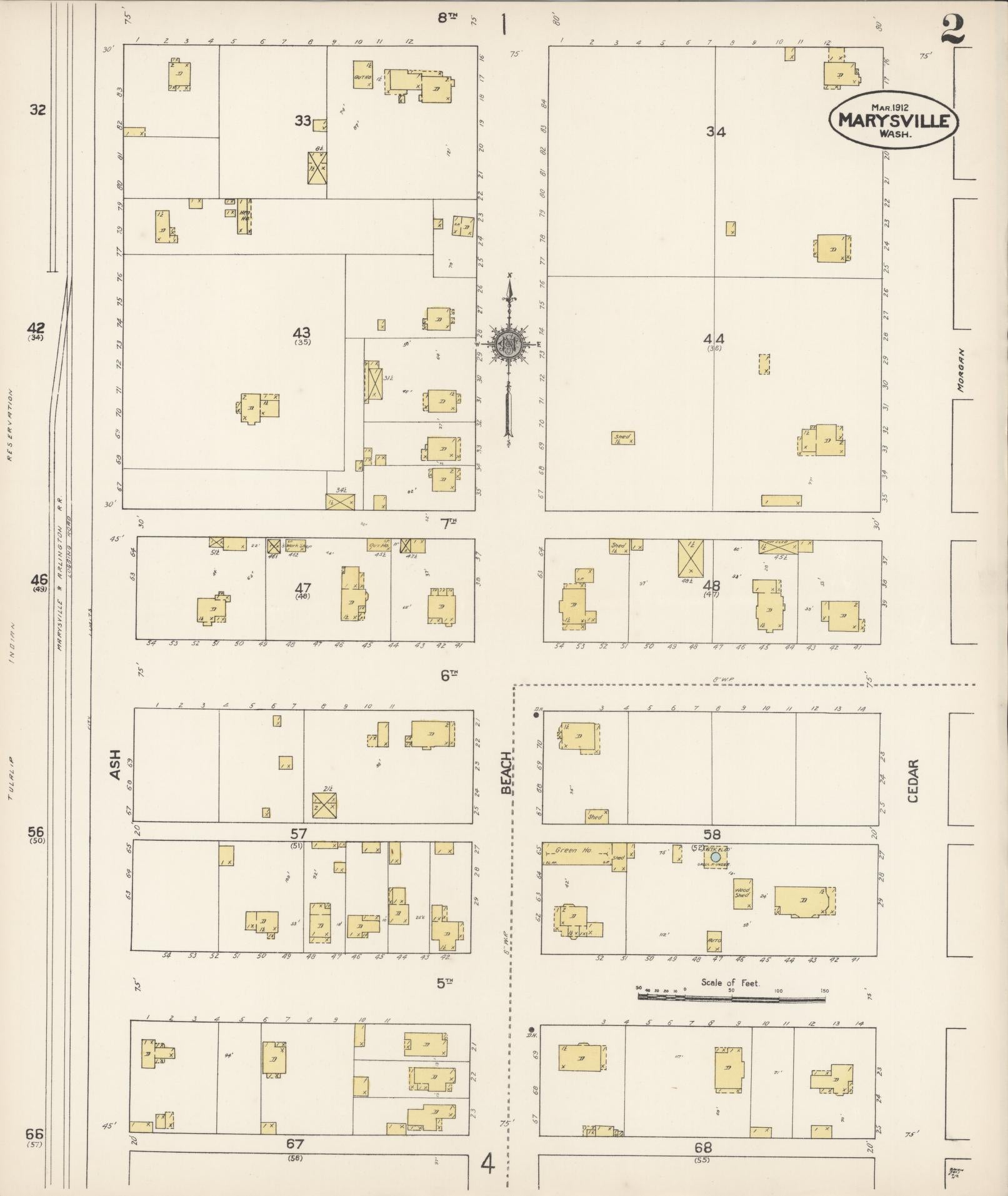 Sanborn Fire Insurance Map from Marysville, Snohomish County, Washington (1912), Sheet #0002 - Complete Map Set gallery image, historic Sanborn map, vintage wall art, Washington Washington