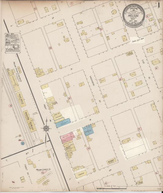Sanborn Fire Insurance Map from Molson, Okanogan County, Washington (1929), Sheet #0001 - Historic Sanborn Fire Insurance Map Print, vintage old map wall art, antique decor, genealogy gift, Washington Washington map