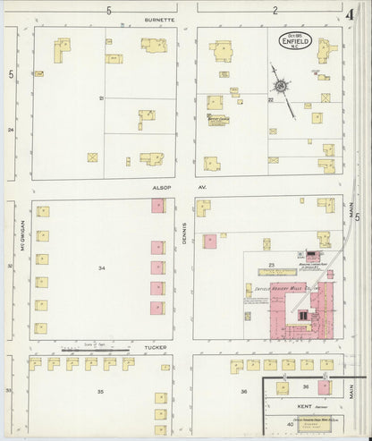 Sanborn Fire Insurance Map from Enfield, Halifax County, North Carolina (1915), Sheet #0004 - Complete Map Set gallery image, historic Sanborn map, vintage wall art, North Carolina North Carolina
