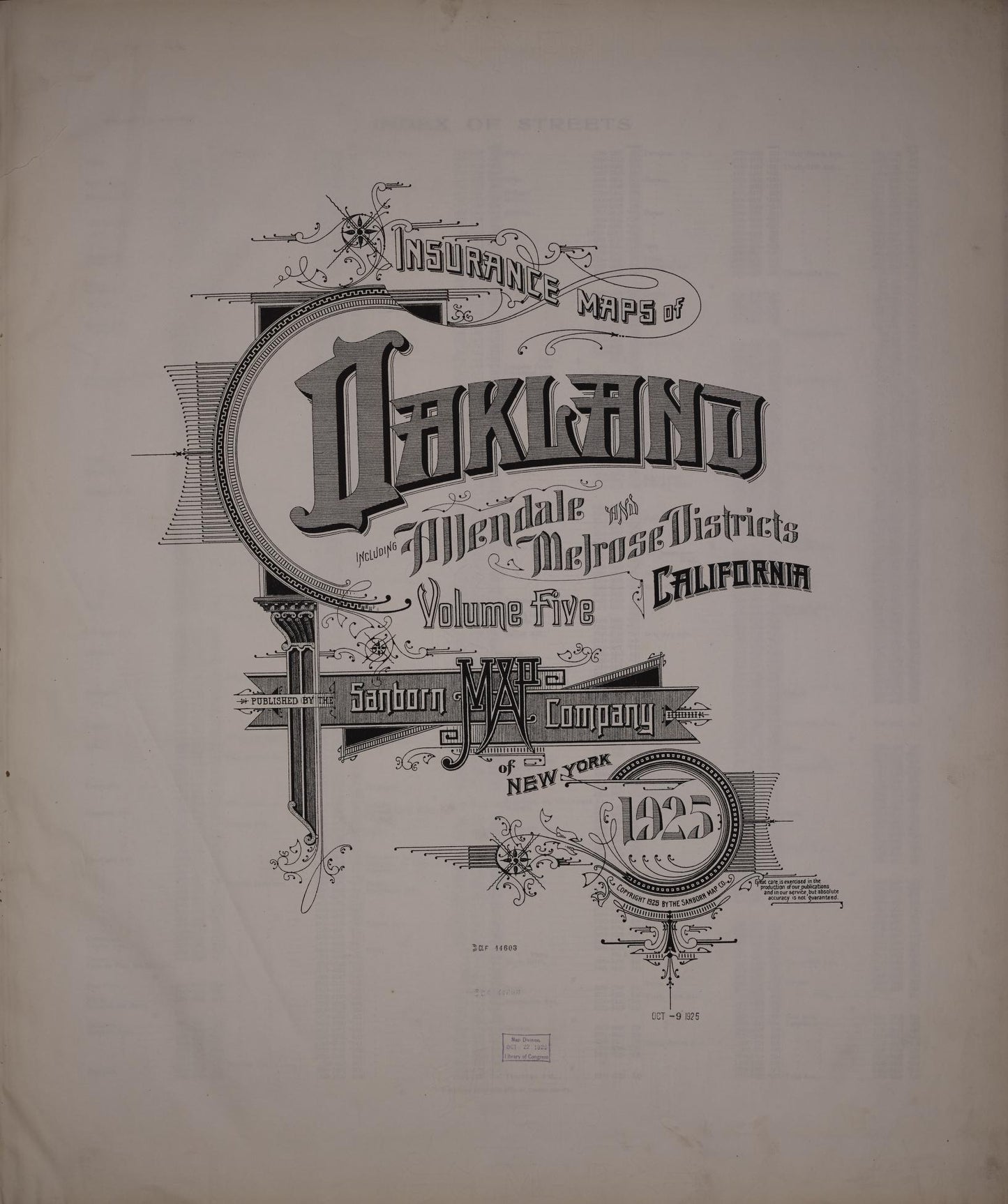 Sanborn Fire Insurance Map from Oakland, Alameda County, California (1925), Sheet #0001 - Complete Map Set gallery image, historic Sanborn map, vintage wall art, California California