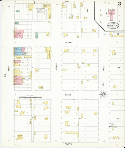 Sanborn Fire Insurance Map from Halstead, Harvey County, Kansas (1901), Sheet #0003 - Complete Map Set gallery image, historic Sanborn map, vintage wall art, Kansas Kansas