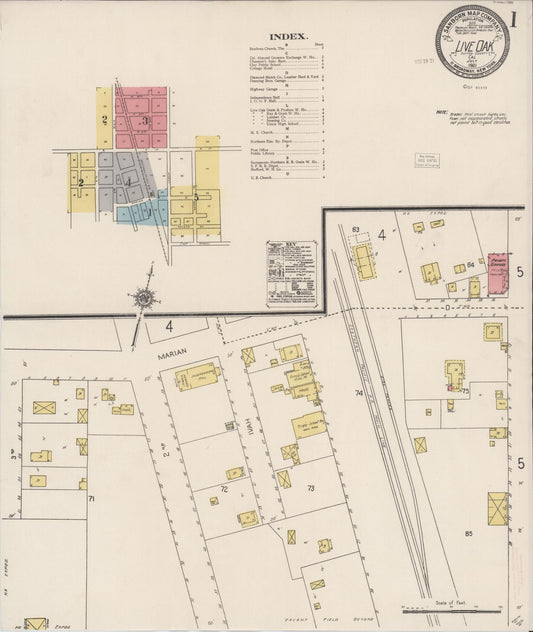 Sanborn Fire Insurance Map from Live Oak, Sutter County, California (1921), Sheet #0001 - Complete Map Set gallery image, historic Sanborn map, vintage wall art, California California