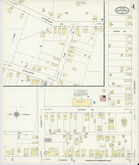 Sanborn Fire Insurance Map from Old Forge, Lackawanna County, Pennsylvania (1914), Sheet #0004 - Historic Sanborn Fire Insurance Map Print, vintage old map wall art, antique decor, genealogy gift, Pennsylvania Pennsylvania map