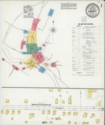 Sanborn Fire Insurance Map from Liberty, Sullivan County, New York (1904), Sheet #0001 - Historic Sanborn Fire Insurance Map Print, vintage old map wall art, antique decor, genealogy gift, New York New York map
