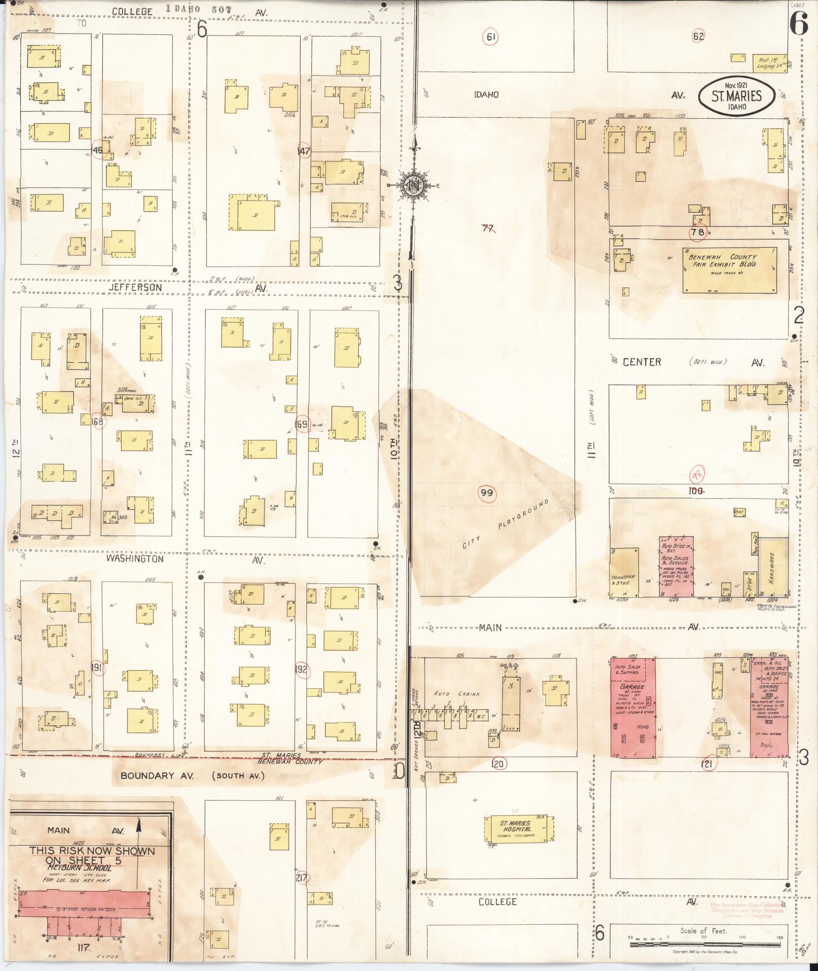 Sanborn Fire Insurance Map from Saint Maries, Benewah County, Idaho (1914), Sheet #0006 - Complete Map Set gallery image, historic Sanborn map, vintage wall art, Idaho Idaho
