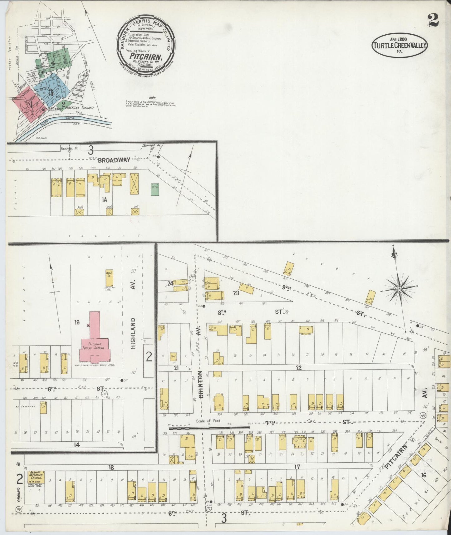 Sanborn Fire Insurance Map from Turtle Creek Valley, Allegheny County, Pennsylvania (1900), Sheet #0002 - Complete Map Set gallery image, historic Sanborn map, vintage wall art, Pennsylvania Pennsylvania
