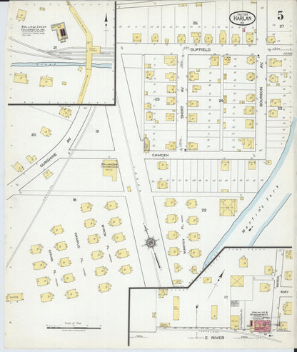 Sanborn Fire Insurance Map from Harlan, Harlan County, Kentucky (1919), Sheet #0005 - Complete Map Set gallery image, historic Sanborn map, vintage wall art, Kentucky Kentucky