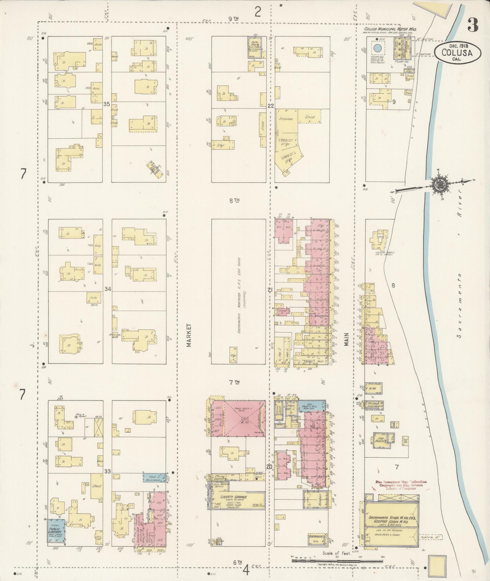 Sanborn Fire Insurance Map from Colusa, Colusa County, California (1918), Sheet #0003 - Historic Sanborn Fire Insurance Map Print, vintage old map wall art, antique decor, genealogy gift, California California map