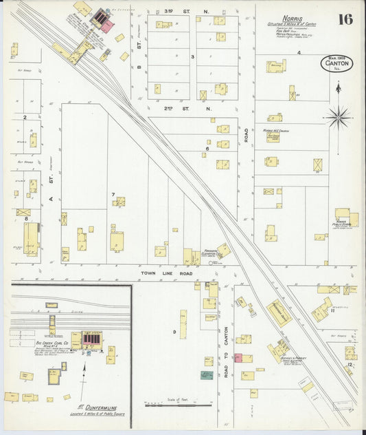 Sanborn Fire Insurance Map from Canton, Fulton County, Illinois (1909), Sheet #0016 - Historic Sanborn Fire Insurance Map Print, vintage old map wall art, antique decor, genealogy gift, Illinois Illinois map
