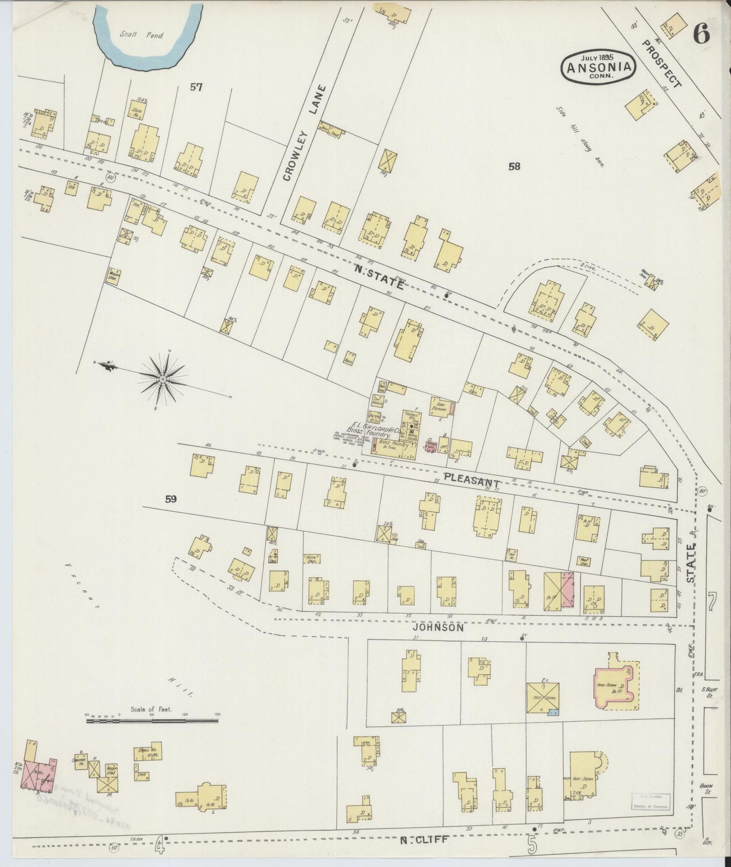 Sanborn Fire Insurance Map from Ansonia, New Haven County, Connecticut (1895), Sheet #0006 - Complete Map Set gallery image, historic Sanborn map, vintage wall art, Connecticut Connecticut