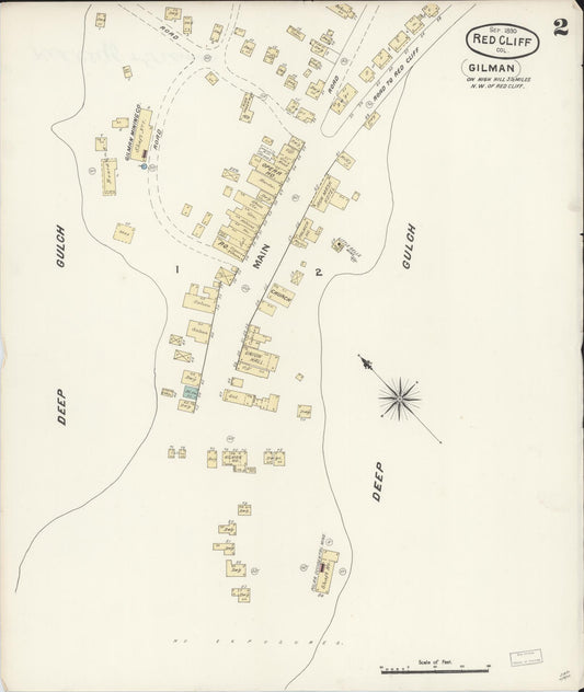 Sanborn Fire Insurance Map from Red Cliff, Eagle County, Colorado (1890), Sheet #0002 - Historic Sanborn Fire Insurance Map Print, vintage old map wall art, antique decor, genealogy gift, Colorado Colorado map
