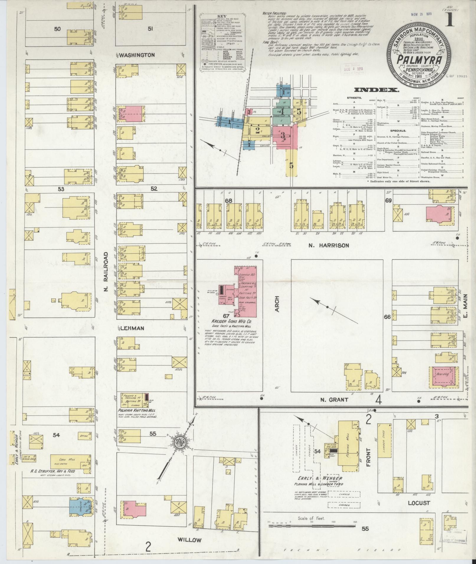 Sanborn Fire Insurance Map from Palmyra, Lebanon County, Pennsylvania (1911), Sheet #0001 - Complete Map Set gallery image, historic Sanborn map, vintage wall art, Pennsylvania Pennsylvania