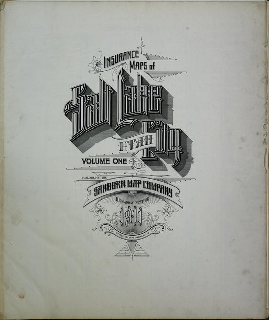 Sanborn Fire Insurance Map from Salt Lake City, Salt Lake County, Utah (1911), Sheet #0001 - Complete Map Set gallery image, historic Sanborn map, vintage wall art, Utah Utah