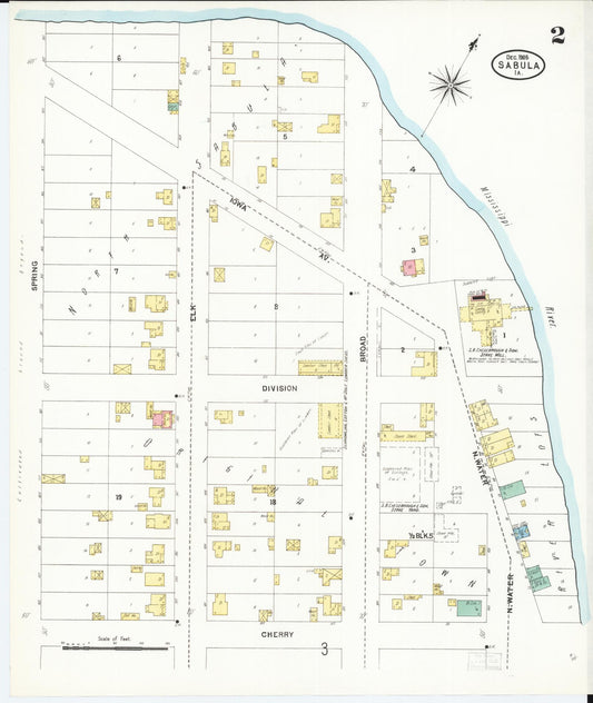 Sanborn Fire Insurance Map from Sabula, Jackson County, Iowa (1905), Sheet #0002 - Historic Sanborn Fire Insurance Map Print, vintage old map wall art