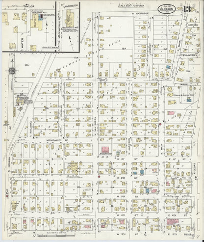 Sanborn Fire Insurance Map from Auburn, De Kalb County, Indiana (1914), Sheet #0013 - Complete Map Set gallery image, historic Sanborn map, vintage wall art, Indiana Indiana