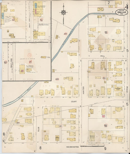 Sanborn Fire Insurance Map from Dallas, Polk County, Oregon (1939), Sheet #0004 - Historic Sanborn Fire Insurance Map Print, vintage old map wall art, antique decor, genealogy gift, Oregon Oregon map
