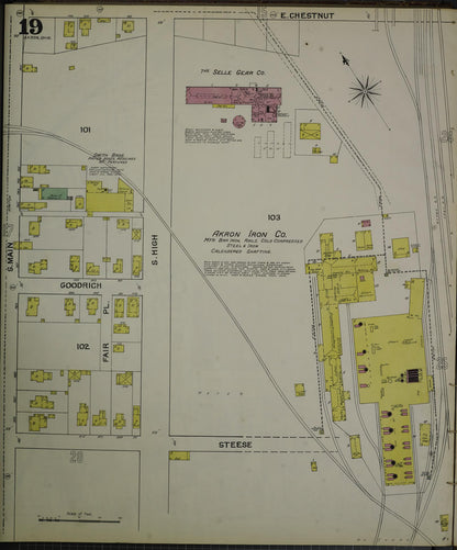 Sanborn Fire Insurance Map from Akron, Summit County, Ohio (1892), Sheet #0019 - Complete Map Set gallery image, historic Sanborn map, vintage wall art, Ohio Ohio