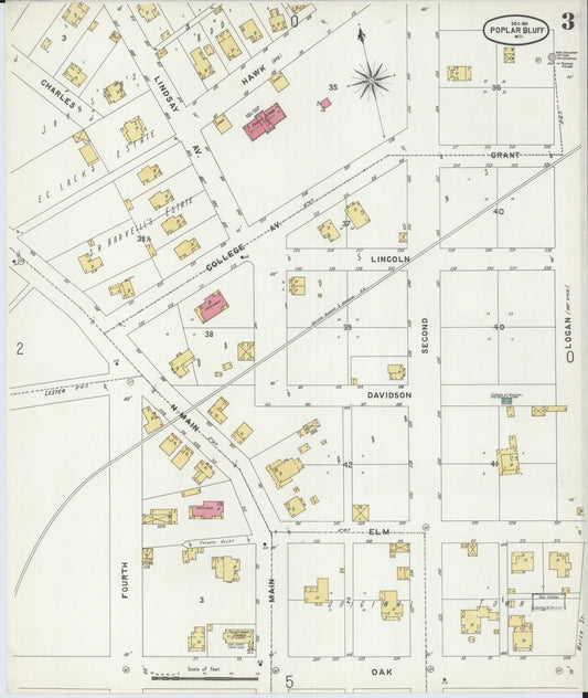 Sanborn Fire Insurance Map from Poplar Bluff, Butler County, Missouri (1901), Sheet #0003 - Historic Sanborn Fire Insurance Map Print, vintage old map wall art, antique decor, genealogy gift, Missouri Missouri map