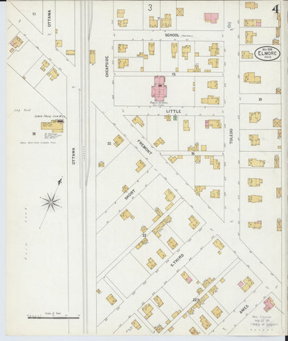 Sanborn Fire Insurance Map from Elmore, Ottawa County, Ohio (1899), Sheet #0004 - Historic Sanborn Fire Insurance Map Print, vintage old map wall art, antique decor, genealogy gift, Ohio Ohio map