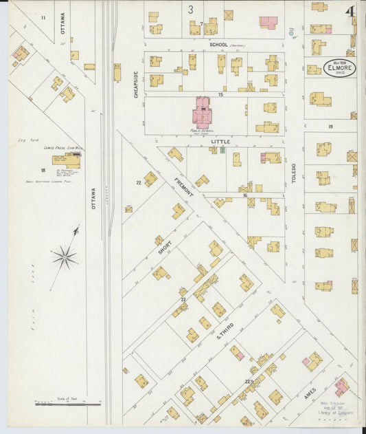 Sanborn Fire Insurance Map from Elmore, Ottawa County, Ohio (1899), Sheet #0004 - Historic Sanborn Fire Insurance Map Print, vintage old map wall art, antique decor, genealogy gift, Ohio Ohio map