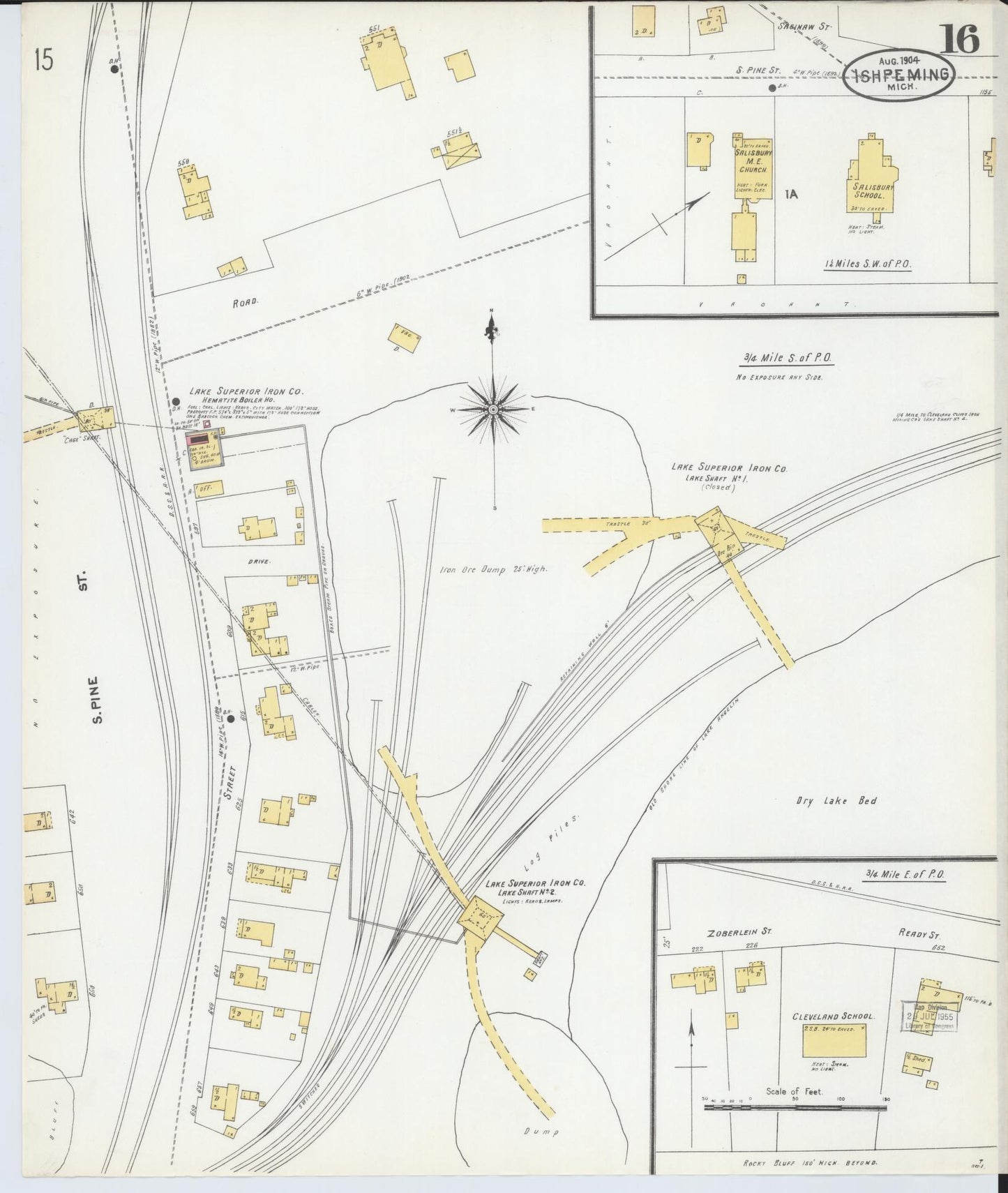 Sanborn Fire Insurance Map from Ishpeming, Marquette County, Michigan (1904), Sheet #0016 - Complete Map Set gallery image, historic Sanborn map, vintage wall art, Michigan Michigan