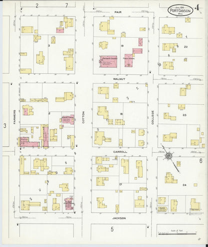 Sanborn Fire Insurance Map from Port Gibson, Claiborne County, Mississippi (1910), Sheet #0004 - Complete Map Set gallery image, historic Sanborn map, vintage wall art, Mississippi Mississippi