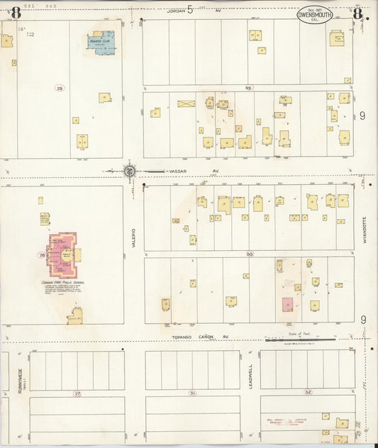 Sanborn Fire Insurance Map from Canoga Park, Los Angeles County, California (1932), Sheet #0008 - Historic Sanborn Fire Insurance Map Print, vintage old map wall art, antique decor, genealogy gift, California California map