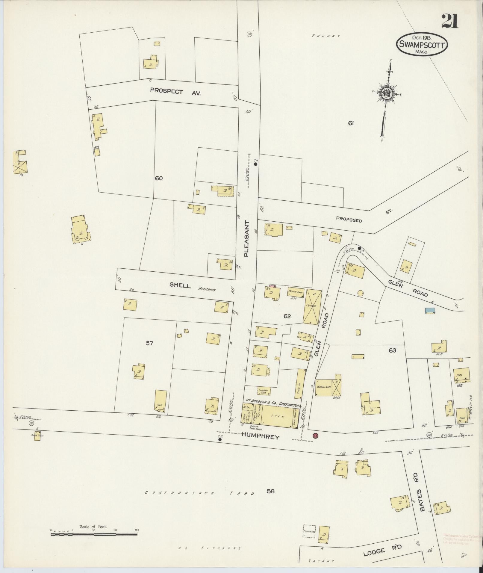 Sanborn Fire Insurance Map from Swampscott, Essex County, Massachusetts (1913), Sheet #0021 - Historic Sanborn Fire Insurance Map Print, vintage old map wall art, antique decor, genealogy gift, Massachusetts Massachusetts map
