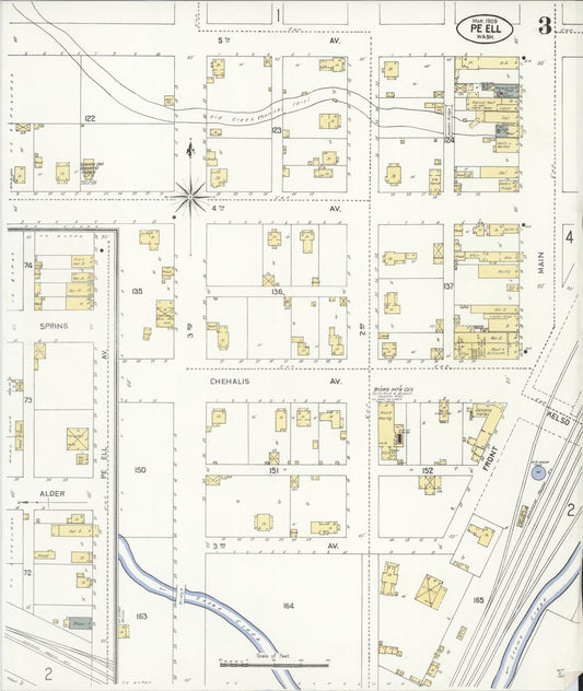 Sanborn Fire Insurance Map from Pe Ell, Lewis County, Washington (1909), Sheet #0003 - Historic Sanborn Fire Insurance Map Print, vintage old map wall art, antique decor, genealogy gift, Washington Washington map