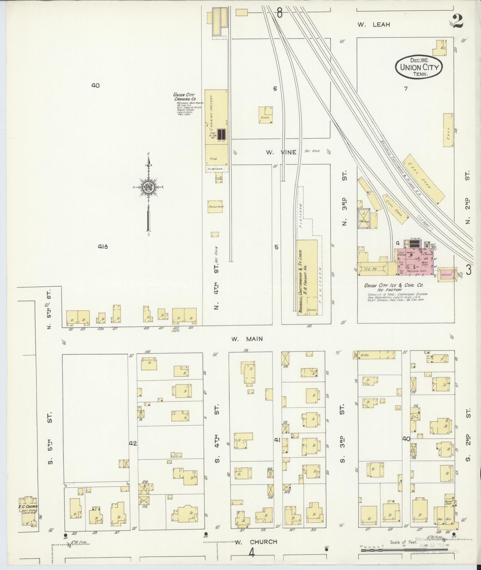 Sanborn Fire Insurance Map from Union City, Obion County, Tennessee (1912), Sheet #0002 - Complete Map Set gallery image, historic Sanborn map, vintage wall art, Tennessee Tennessee